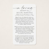 Guadalupe Loving Memory Photo Funeral Prayer Card (裏面)