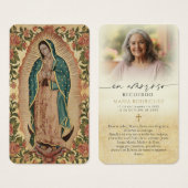Guadalupe Photo Memorial Spanish Funeral Cards (正面&裏面)