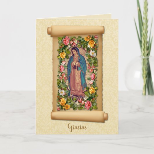 Guadalupe Virgin Mary Catholic Spanish Gracias サンキューカード (正面)
