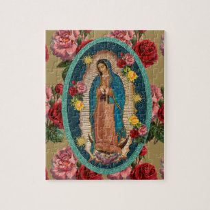 Guadalupe Virgin Mary Red Roses Religious ジグソーパズル