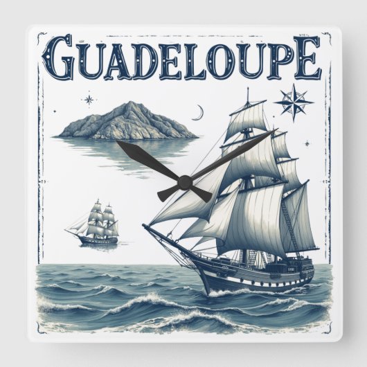 GUADELOUPE スクエア壁時計 (正面)