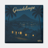 Guadeloupe 971 – Illustration nocturne tropicale マグネット (正面)