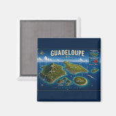 Guadeloupe 971 Vintage Map マグネット (正面/裏面)