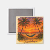 Guadeloupe – Coucher de Soleil Tropical avec Hamac マグネット (正面/裏面)