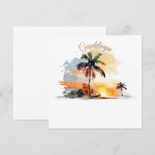 Guadeloupe: Coucher de Soleil Tropical en Aquarell (正面/裏面)