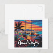 Guadeloupe Coucher de Soleil Tropical Vibrante ポストカード (正面/裏面)