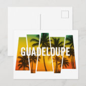 Guadeloupe Palmiers & Coucher de Soleil Tropical ポストカード (正面/裏面)