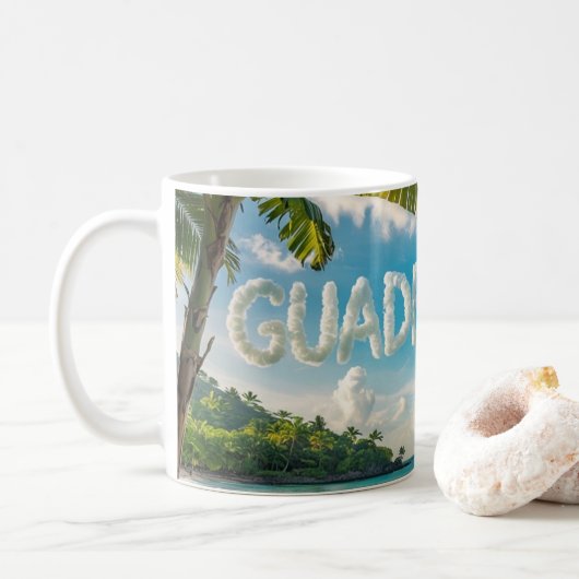 Guadeloupe Tropicale Paysage Caraïbes Aquarelle コーヒーマグカップ (ドーナツ)