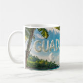 Guadeloupe Tropicale Paysage Caraïbes Aquarelle コーヒーマグカップ (左)