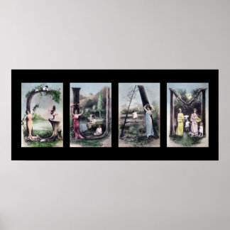 GUAMヴィンテージアルファベットレター名アート ポスター