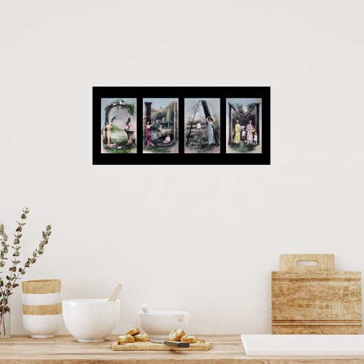 GUAMヴィンテージアルファベットレター名アート ポスター (キッチン)