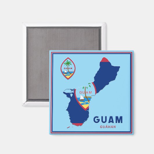 Guam Flag Map & Seal マグネット (正面/裏面)