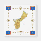 Guam Map + Flags Magnet マグネット (正面)
