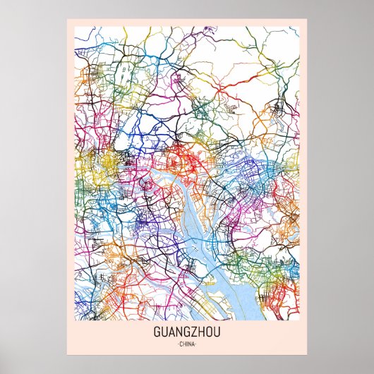 Guangzhou China City Map ポスター (正面)
