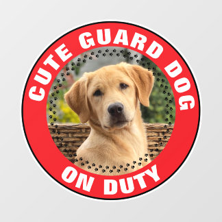 Guard Dog On Duty Alert Custom Pet Photo Cute ウィンドウサイン