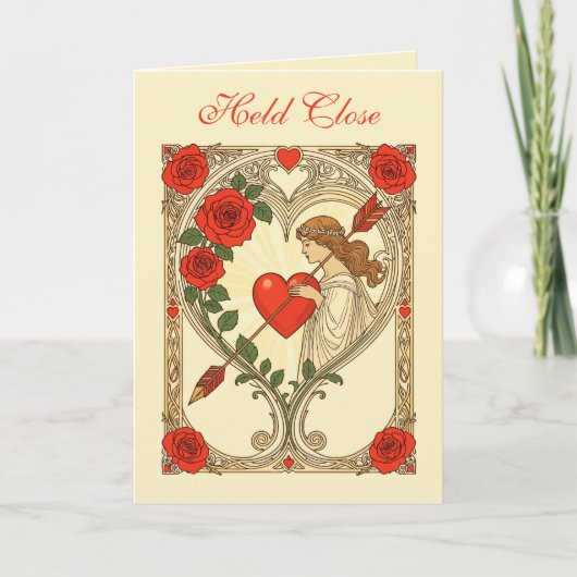 Guarded Heart Vintage Art Nouveau Romance カード (正面)