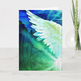 Guardian Angel Blue Green Wing – Blank Greeting カード