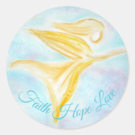 Guardian Angel in Flight – Faith Hope Love Blue ラウンドシール