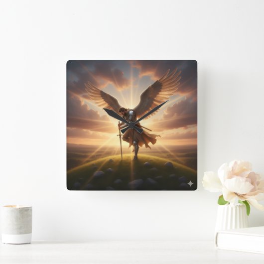 Guardian Angel Protection -   スクエア壁時計 (ホーム)