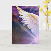 Guardian Angel Purple Wing – Blank Greeting カード (黄色い花)