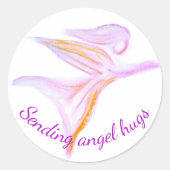Guardian Angel – Sending Angel Hugs Fuchsia Pink ラウンドシール (正面)