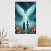 Guardian Angel + Two Children Walking a Dark Path ポスター (キッチン)