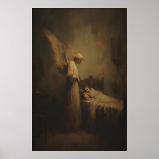 Guardian Angel Watching Over Sleeping Child ポスター (正面)