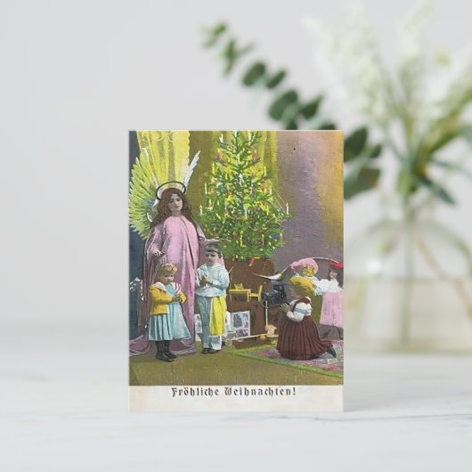 Guardian Angel with Children & Lit Tree ポストカード (スタンド正面)