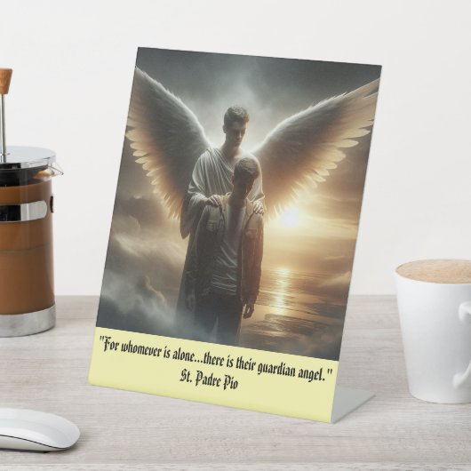 Guardian Angel With Man Pedestal Sign 台座サイン (インサイチュ)