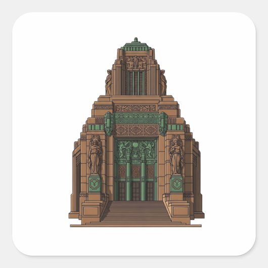 : Guardian of Commerce: Art Deco Building Sticker スクエアシール (正面)