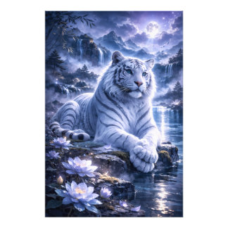 Guardian White Tiger – Silent Strength and Gentle フォトプリント