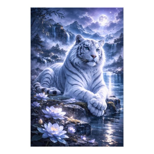 Guardian White Tiger – Silent Strength and Gentle  フォトプリント (正面)