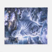 Guardian White Tiger – Silent Strength and Gentle  フリースブランケット (正面(横))