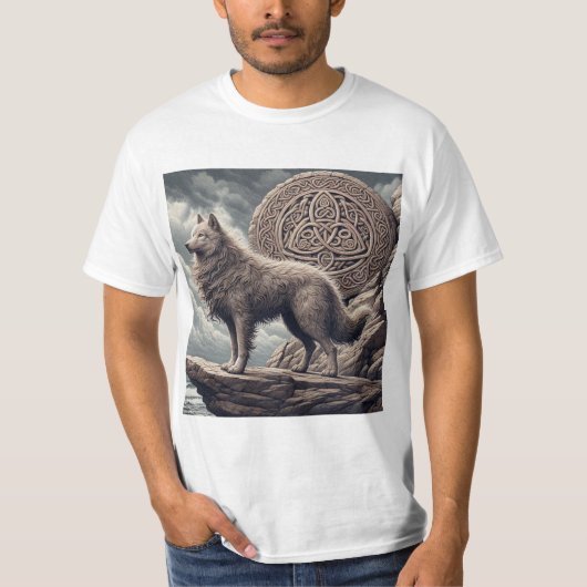 Guardianes de la Naturaleza: Lobo y Trisquel Celta Tシャツ (正面)