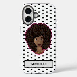 Guaring Black Women, Black & White水玉模様 iPhone 16ケース