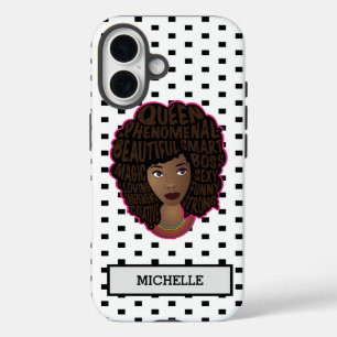 Guaring Black Women, Black & White水玉模様 iPhone 16ケース