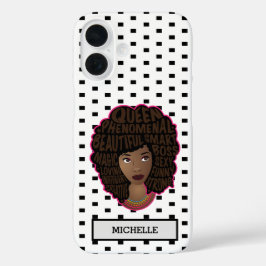 Guaring Black Women, Black & White水玉模様 iPhone 16ケース