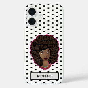 Guaring Black Women, Black & White水玉模様 iPhone 16ケース