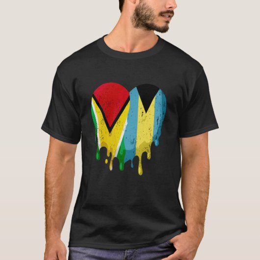 Guatemala Bahamas Flag Heart Citizen Grown Patriot Tシャツ (正面)