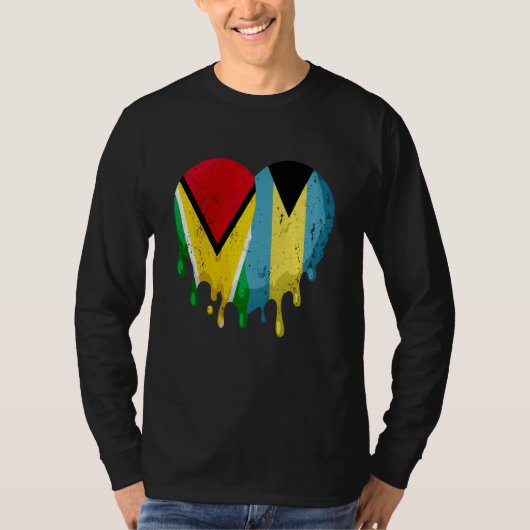 Guatemala Bahamas Flag Heart Citizen Grown Patriot Tシャツ (正面)