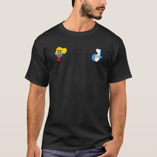 Guatemala Ecuador Flag Guatemalan Heartbeat Ecuado Tシャツ (正面)