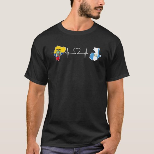 Guatemala Ecuador Flag Guatemalan Heartbeat Ecuado Tシャツ (正面)