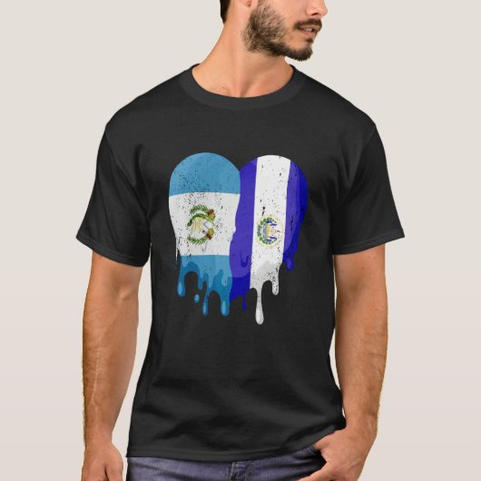 Guatemala El Salvador Flag Heart Grown Patriot Cou Tシャツ (正面)