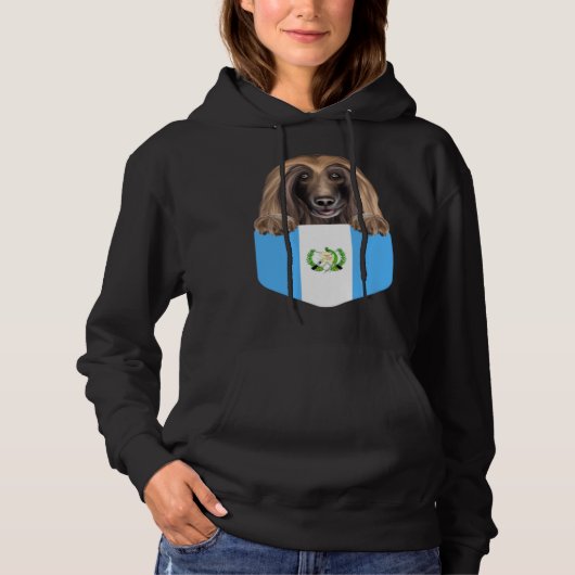 Guatemala Flag Afghan Hound Dog In Pocket パーカ (正面)