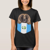 Guatemala Flag Afghan Hound Dog In Pocket Tシャツ (正面)