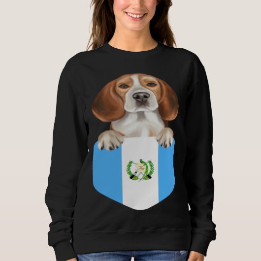 Guatemala Flag Beagle Dog In Pocket スウェットシャツ (正面)