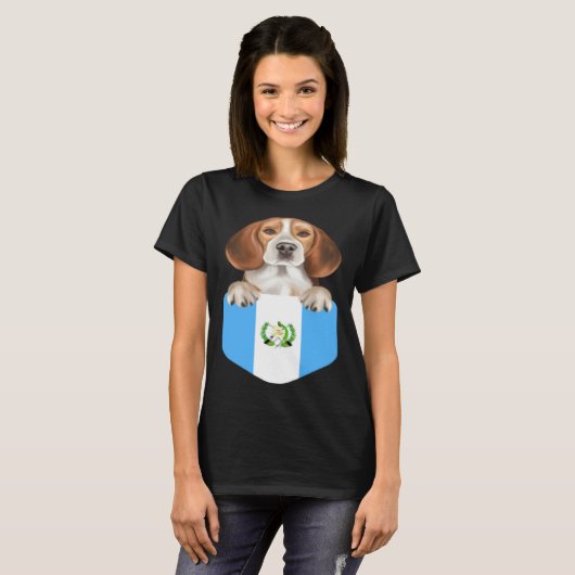 Guatemala Flag Beagle Dog In Pocket Tシャツ (正面フル)