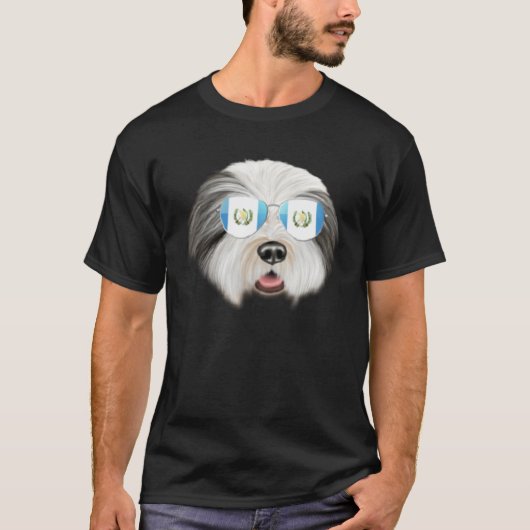 Guatemala Flag Bearded Collie Dog Guatemala Pocket Tシャツ (正面)