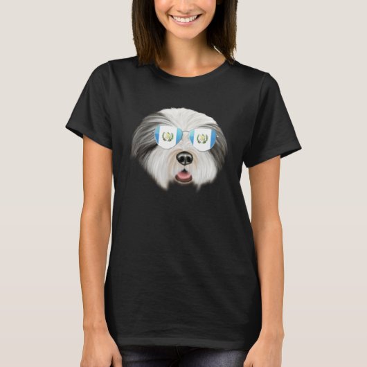 Guatemala Flag Bearded Collie Dog Guatemala Pocket Tシャツ (正面)