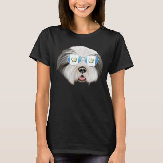 Guatemala Flag Bearded Collie Dog Guatemala Pocket Tシャツ (正面)